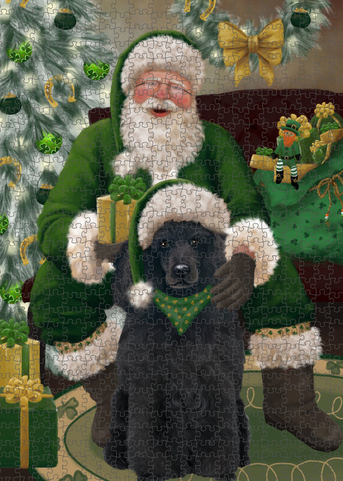 Christmas Irish Santa with Gift and Poodle Dog Puzzle with Photo Tin PUZL100524