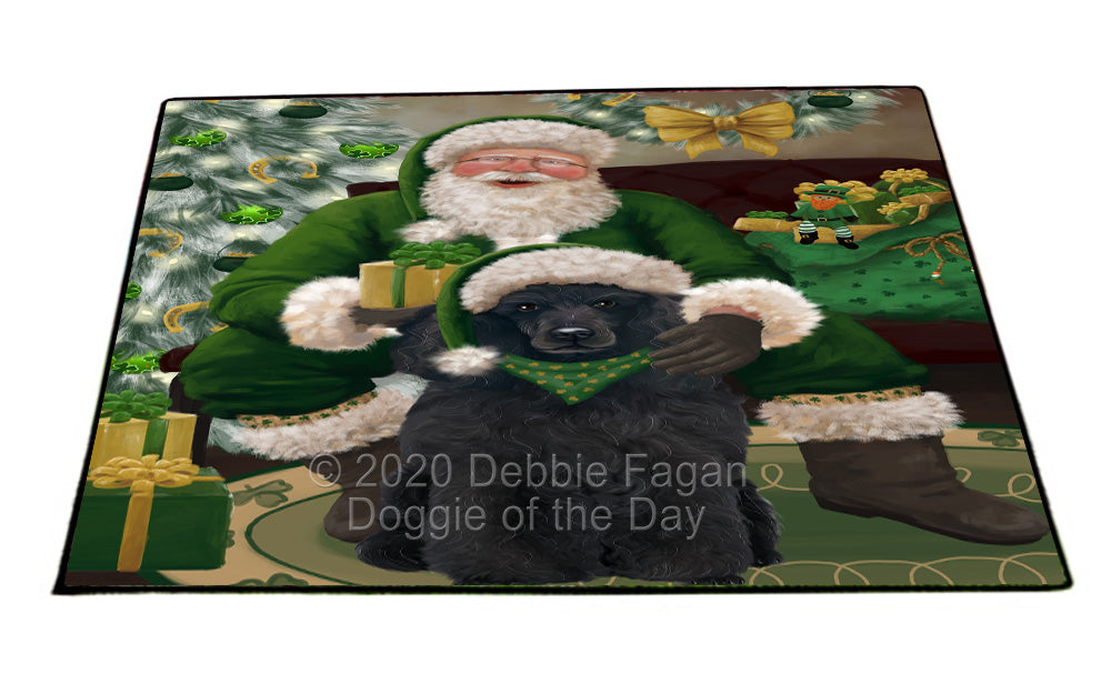 Christmas Irish Santa with Gift and Poodle Dog Indoor/Outdoor Welcome Floormat - Premium Quality Washable Anti-Slip Doormat Rug FLMS57241