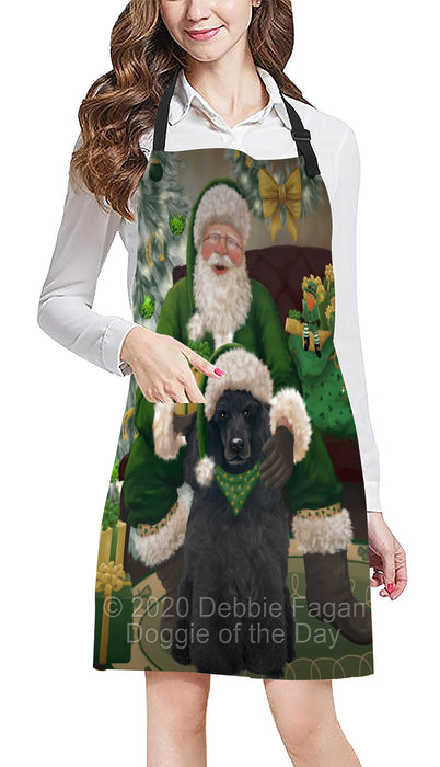 Christmas Irish Santa with Gift and Poodle Dog Apron Apron-48332