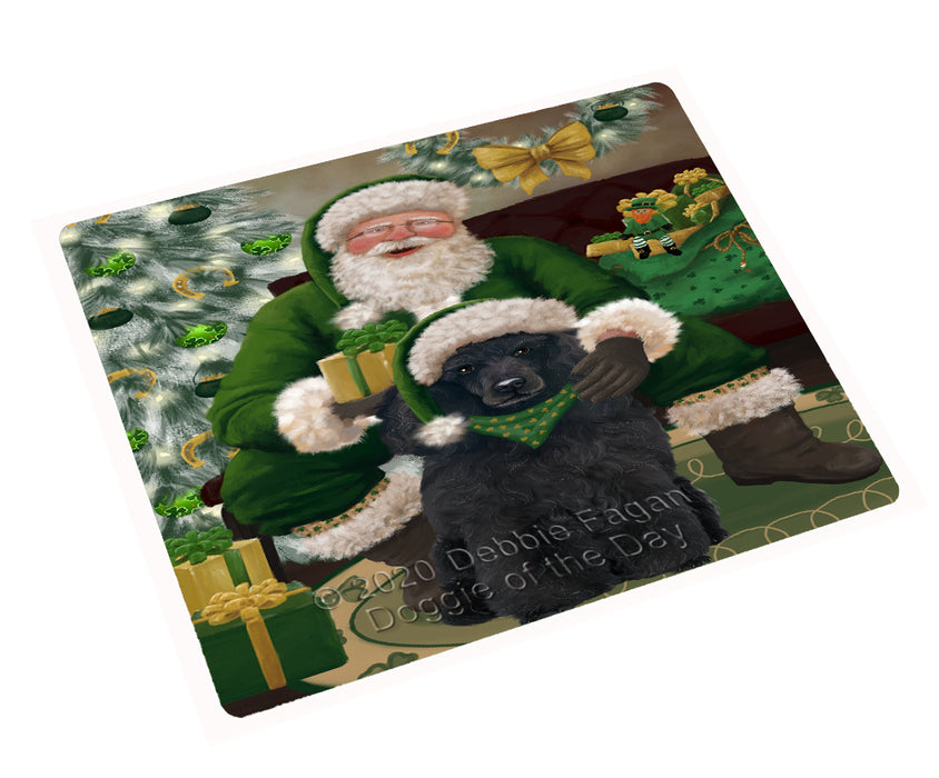 Christmas Irish Santa with Gift and Poodle Dog Cutting Board - Easy Grip Non-Slip Dishwasher Safe Chopping Board Vegetables C78421