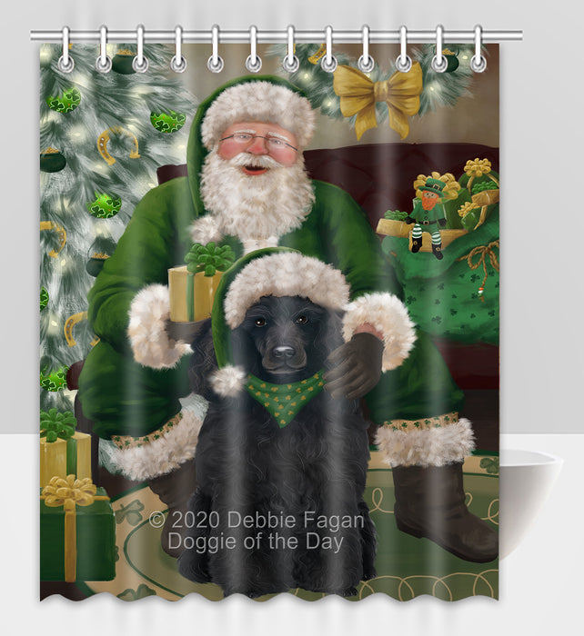 Christmas Irish Santa with Gift and Poodle Dog Shower Curtain Bathroom Accessories Decor Bath Tub Screens SC166