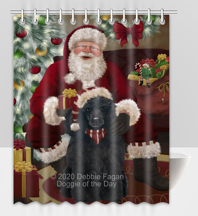 Santa's Christmas Surprise Poodle Dog Shower Curtain Bathroom Accessories Decor Bath Tub Screens SC265