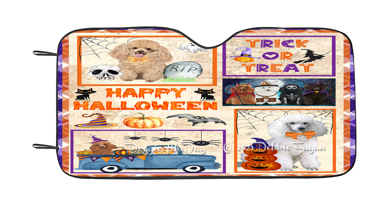 Happy Halloween Trick or Treat Poodle Dogs Car Sun Shade Cover Curtain