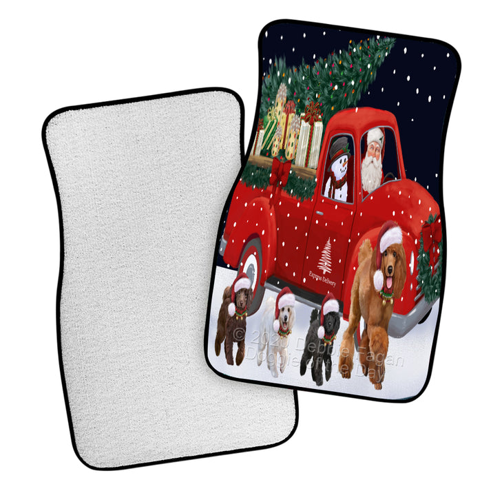 Christmas Express Delivery Red Truck Running Poodle Dogs Polyester Anti-Slip Vehicle Carpet Car Floor Mats  CFM49537
