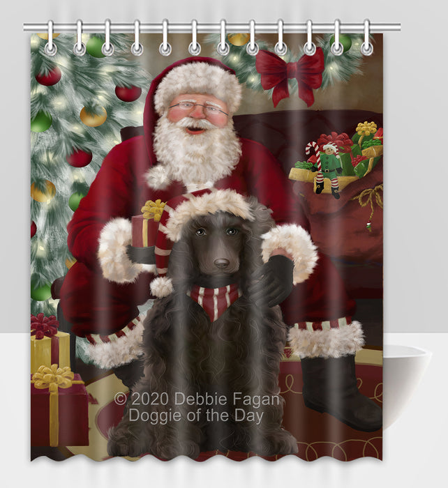 Santa's Christmas Surprise Poodle Dog Shower Curtain Bathroom Accessories Decor Bath Tub Screens SC266