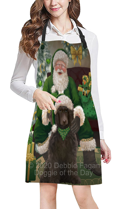 Christmas Irish Santa with Gift and Poodle Dog Apron Apron-48333