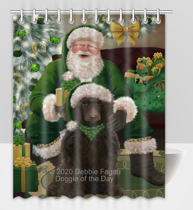 Christmas Irish Santa with Gift and Poodle Dog Shower Curtain Bathroom Accessories Decor Bath Tub Screens SC167