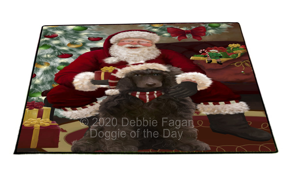 Santa's Christmas Surprise Poodle Dog Indoor/Outdoor Welcome Floormat - Premium Quality Washable Anti-Slip Doormat Rug FLMS57541