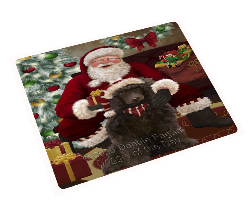 Santa's Christmas Surprise Poodle Dog Cutting Board - Easy Grip Non-Slip Dishwasher Safe Chopping Board Vegetables C78721