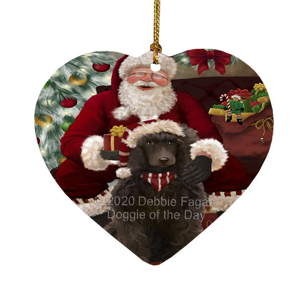 Santa's Christmas Surprise Poodle Dog Heart Christmas Ornament RFPOR58398