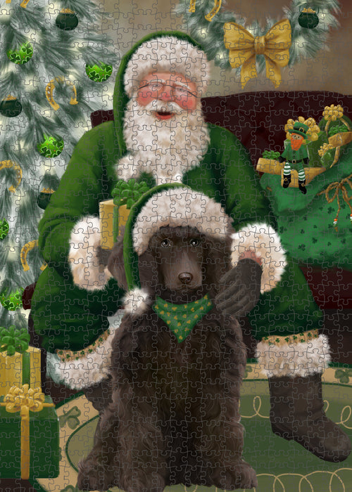 Christmas Irish Santa with Gift and Poodle Dog Puzzle with Photo Tin PUZL100528