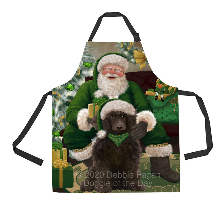 Christmas Irish Santa with Gift and Poodle Dog Apron Apron-48333