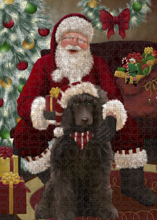 Santa's Christmas Surprise Poodle Dog Puzzle with Photo Tin PUZL100924