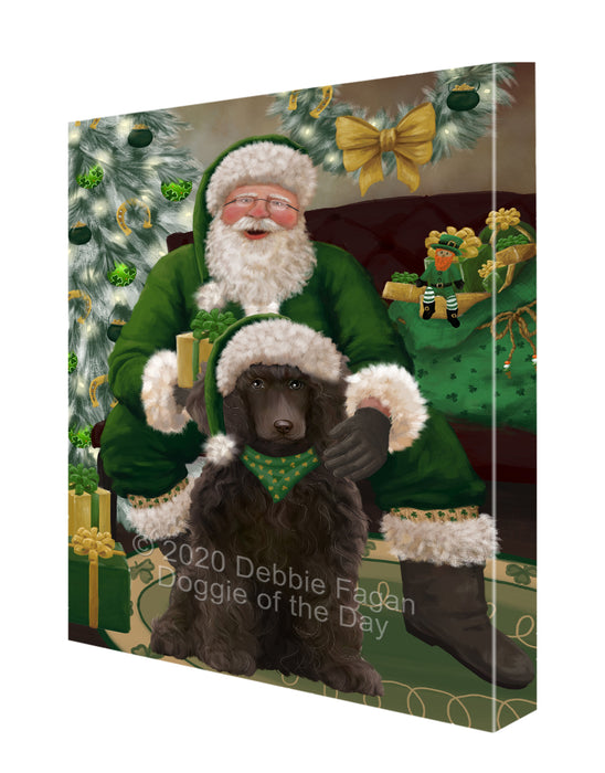 Christmas Irish Santa with Gift and Poodle Dog Canvas Print Wall Art Décor CVS147959