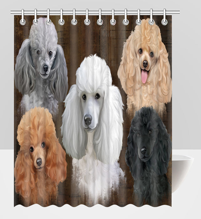 Rustic Poodle Dogs Shower Curtain