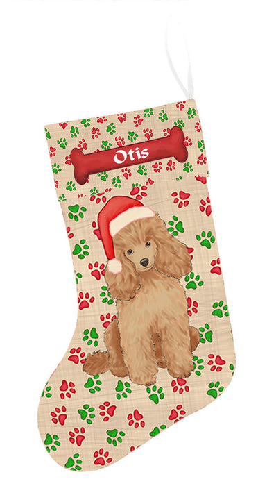 Pet Name Personalized Christmas Paw Print Poodle Dogs Stocking