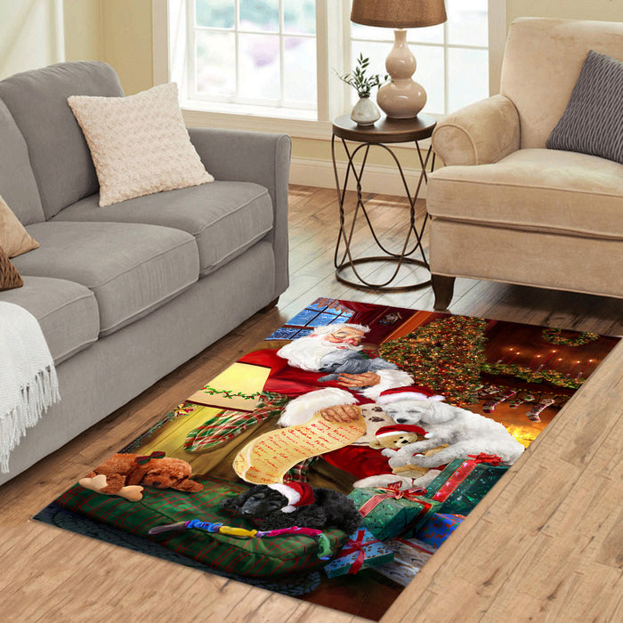 Santa Sleeping with Poodle Dogs Area Rug