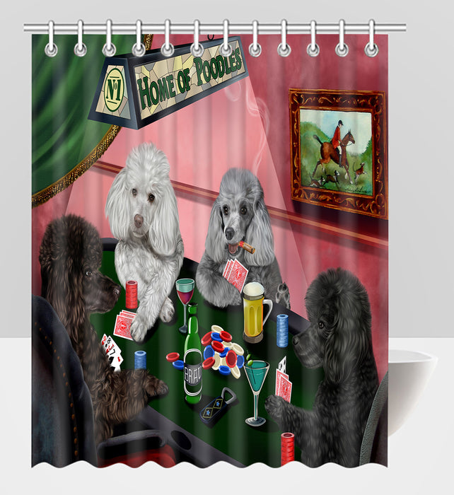 Home of  Poodle Dogs Playing Poker Shower Curtain
