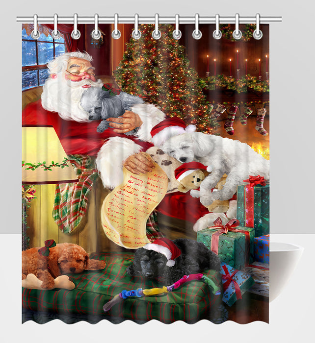 Santa Sleeping with Poodle Dogs Shower Curtain