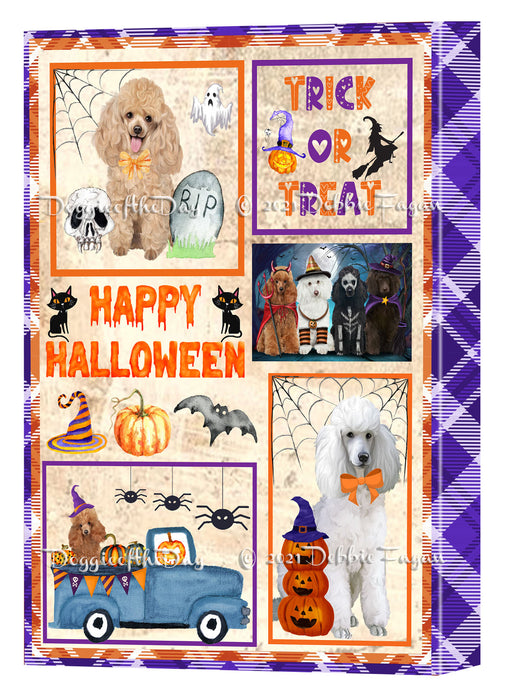 Happy Halloween Trick or Treat Poodle Dogs Canvas Wall Art Decor - Premium Quality Canvas Wall Art for Living Room Bedroom Home Office Decor Ready to Hang CVS150740
