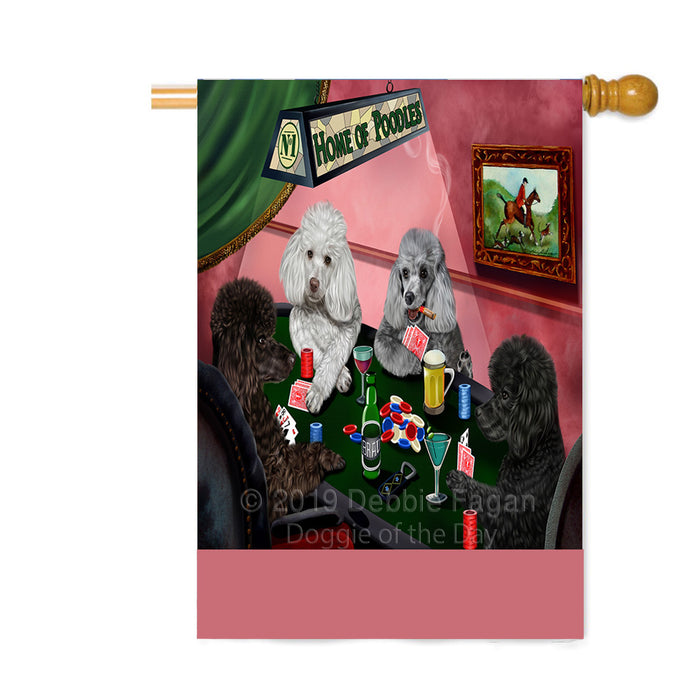 Personalized Home of Poodle Dogs Four Dogs Playing Poker Custom House Flag FLG-DOTD-A60342
