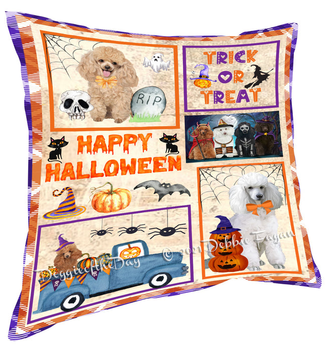Happy Halloween Trick or Treat Poodle Dogs Pillow with Top Quality High-Resolution Images - Ultra Soft Pet Pillows for Sleeping - Reversible & Comfort - Ideal Gift for Dog Lover - Cushion for Sofa Couch Bed - 100% Polyester