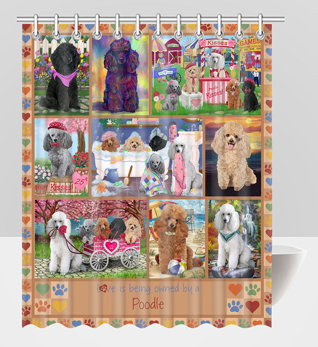 Love is Being Owned Poodle Dog Beige Shower Curtain