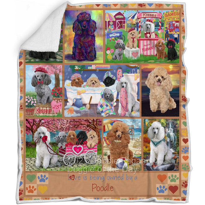 Love is Being Owned Poodle Dog Beige Blanket BLNKT137730