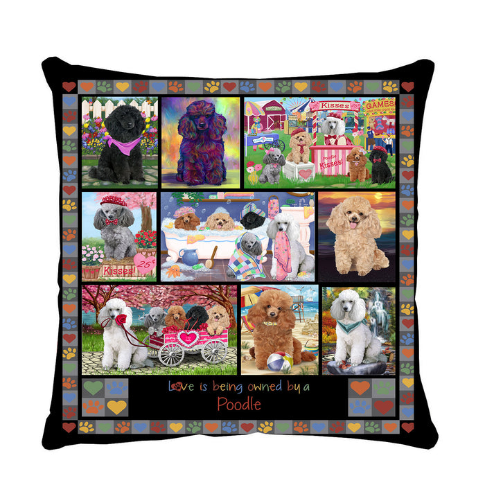 Love is Being Owned Poodle Dog Grey Pillow PIL84952