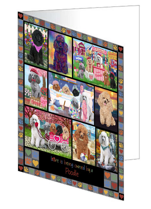 Love is Being Owned Poodle Dog Grey Handmade Artwork Assorted Pets Greeting Cards and Note Cards with Envelopes for All Occasions and Holiday Seasons GCD77435