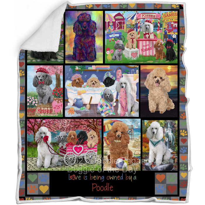 Love is Being Owned Poodle Dog Grey Blanket BLNKT137739