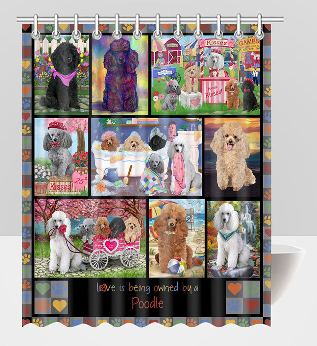 Love is Being Owned Poodle Dog Grey Shower Curtain