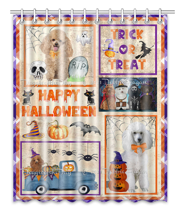 Happy Halloween Trick or Treat Poodle Dogs Shower Curtain Bathroom Accessories Decor Bath Tub Screens