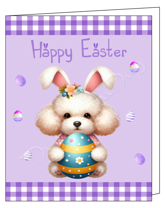 Poodle Dog Easter Day Greeting Cards and Note Cards with Envelope - Easter Invitation Card with Multi Design Pack