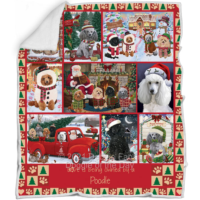 Love is Being Owned Christmas Poodle Dogs Blanket BLNKT143487