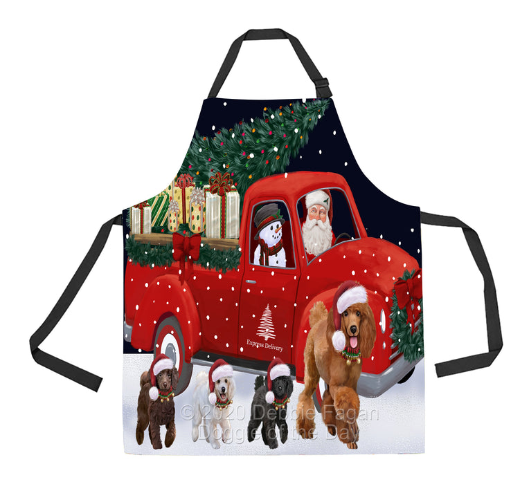 Christmas Express Delivery Red Truck Running Poodle Dogs Apron Apron-48145