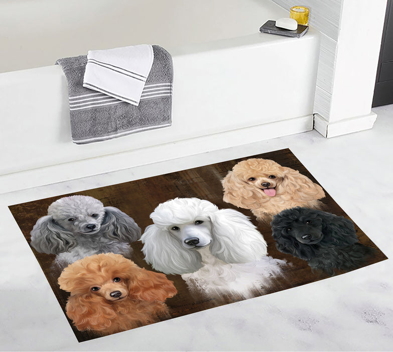 Rustic Poodle Dogs Bath Mat
