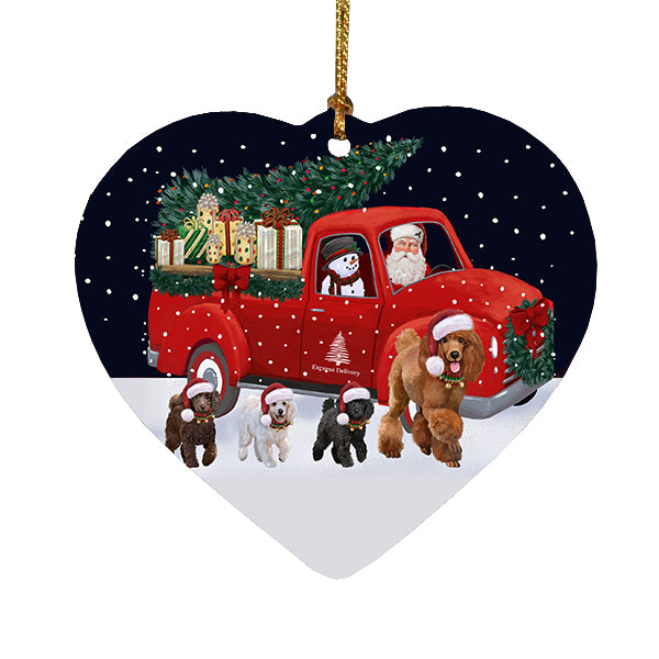 Christmas Express Delivery Red Truck Running Poodle Dogs Heart Christmas Ornament RFPOR58111