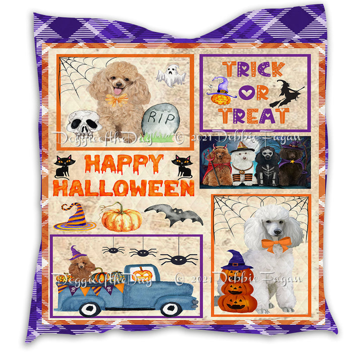 Happy Halloween Trick or Treat Pumpkin Poodle Dogs Lightweight Soft Bedspread Coverlet Bedding Quilt QUILT61026