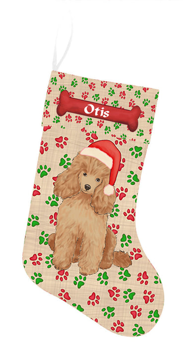 Pet Name Personalized Christmas Paw Print Poodle Dogs Stocking