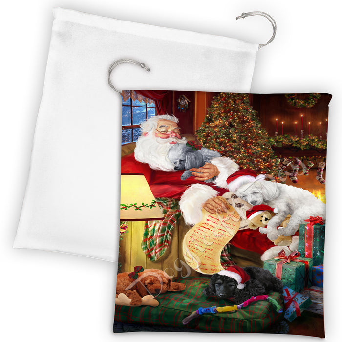 Santa Sleeping with Pug Dogs Drawstring Laundry or Gift Bag LGB48836