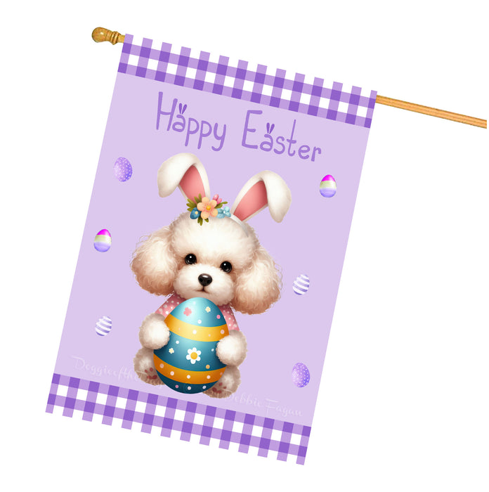 Poodle Dog Easter Day House Flags with Multi Design - Double Sided Easter Festival Gift for Home Decoration  - Holiday Dogs Flag Decor 28" x 40"