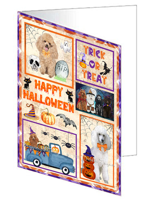 Happy Halloween Trick or Treat Poodle Dogs Handmade Artwork Assorted Pets Greeting Cards and Note Cards with Envelopes for All Occasions and Holiday Seasons GCD76574