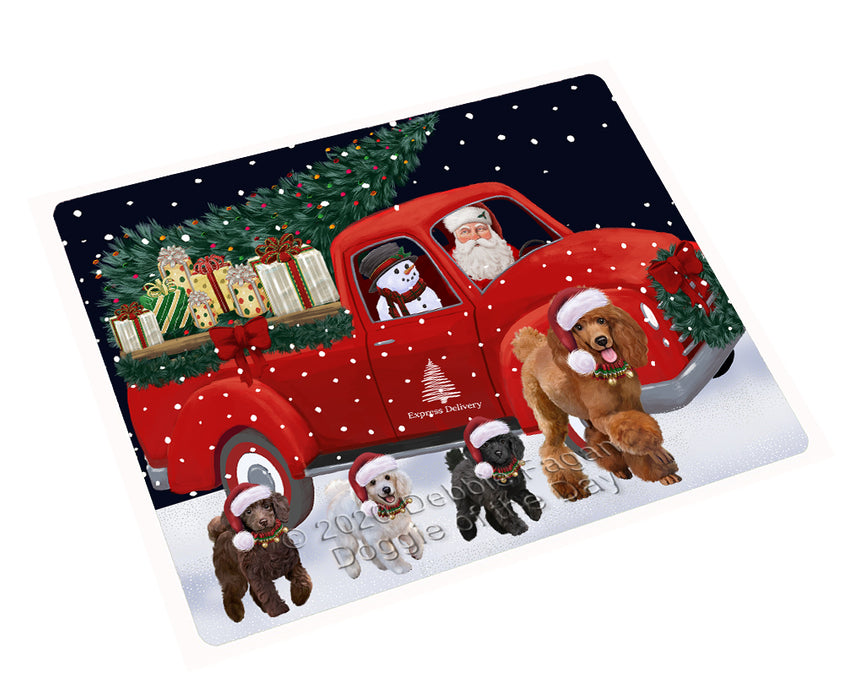 Christmas Express Delivery Red Truck Running Poodle Dogs Cutting Board - Easy Grip Non-Slip Dishwasher Safe Chopping Board Vegetables C77860
