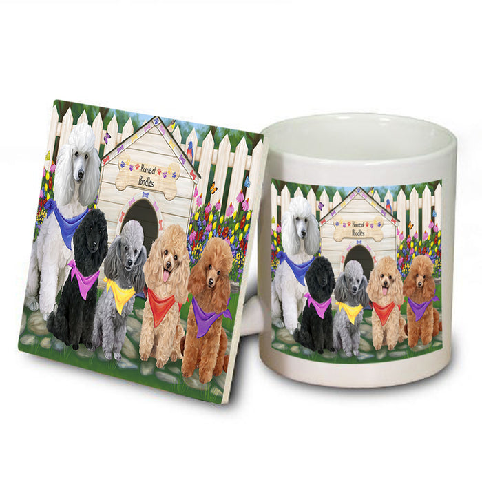 Spring Dog House Poodles Dog Mug and Coaster Set MUC50879