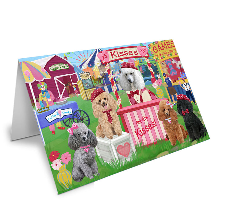 Carnival Kissing Booth Poodles Dog Handmade Artwork Assorted Pets Greeting Cards and Note Cards with Envelopes for All Occasions and Holiday Seasons GCD72257