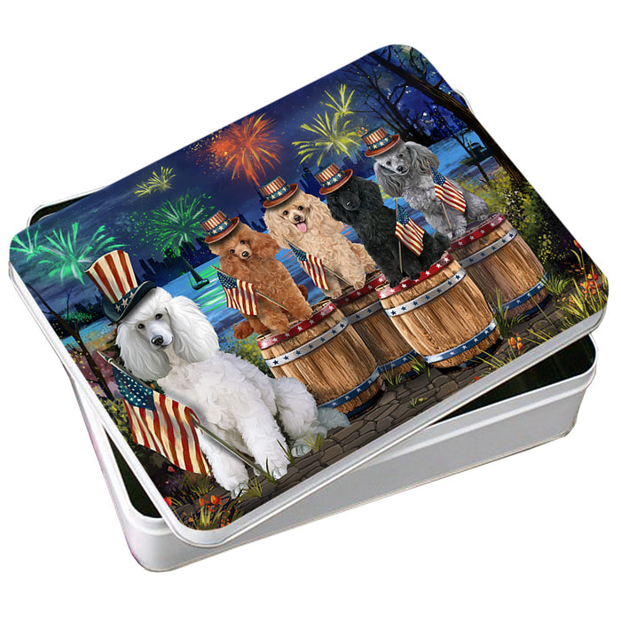 4th of July Independence Day Fireworks Poodles at the Lake Photo Storage Tin PITN51047