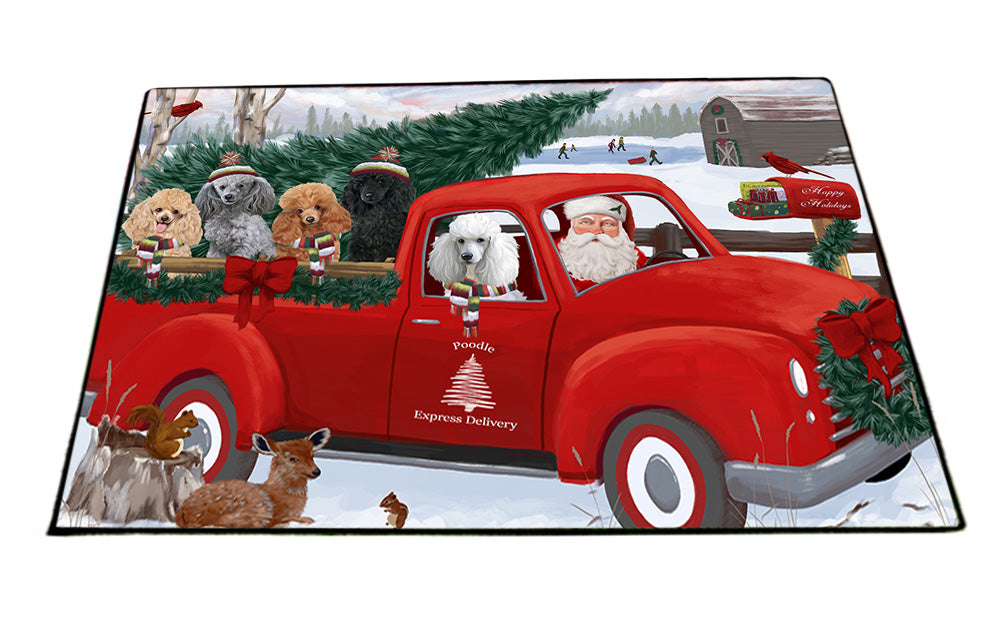 Christmas Santa Express Delivery Poodles Dog Family Floormat FLMS52455
