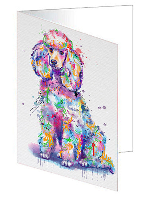 Watercolor Poodle Dog Handmade Artwork Assorted Pets Greeting Cards and Note Cards with Envelopes for All Occasions and Holiday Seasons GCD76799