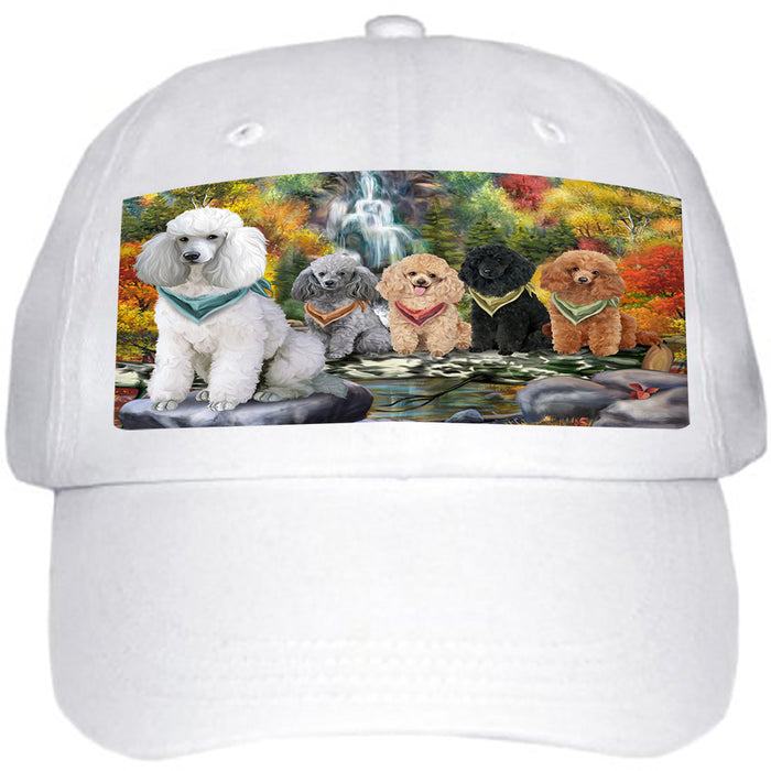 Scenic Waterfall Poodles Dog Ball Hat Cap HAT52263